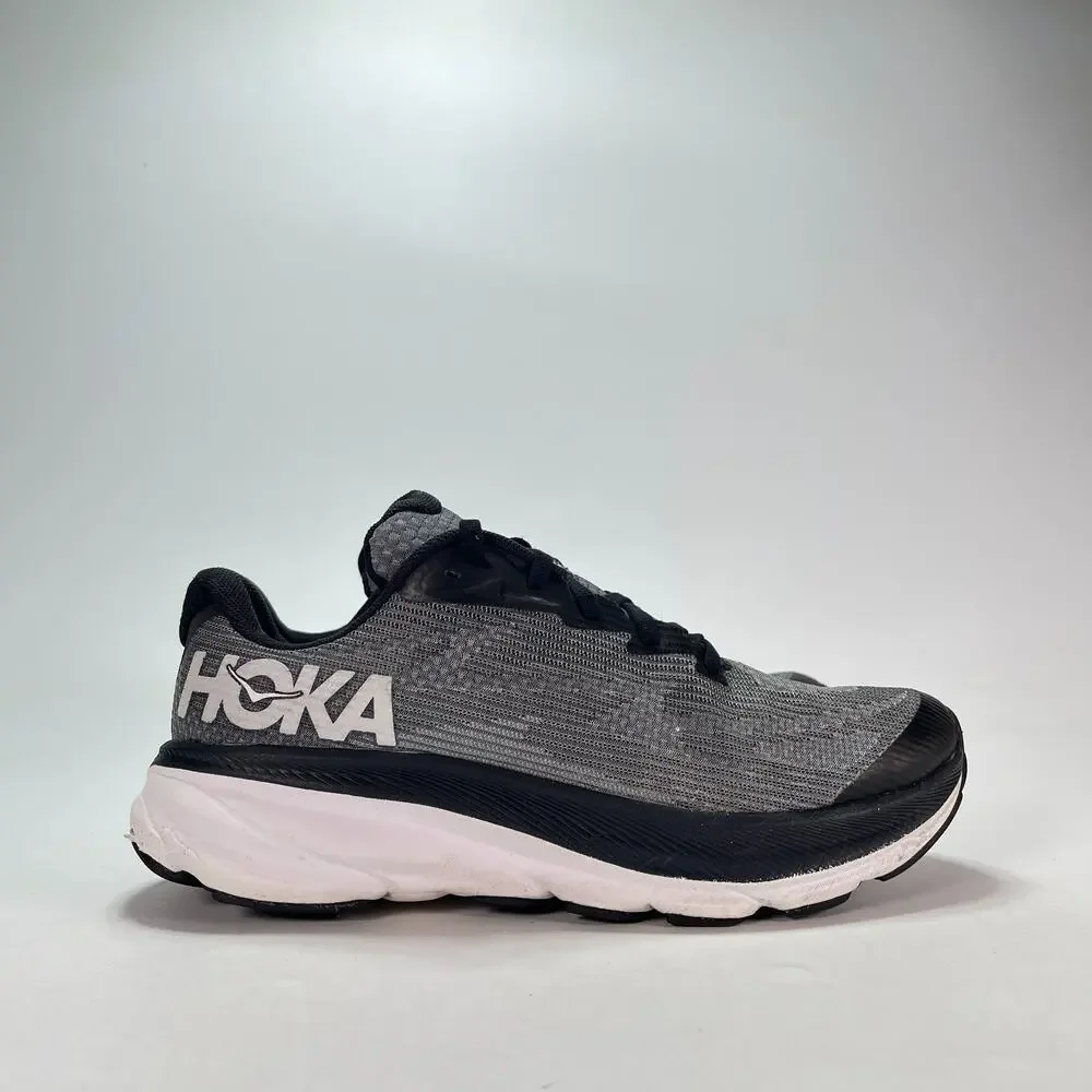 HOKA Clifton 9 Black White Gray Running Shoes Sneakers 1131170 BWHT Youth Size 7